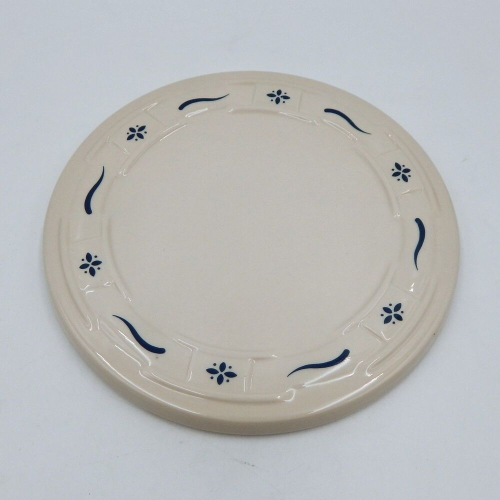 Longaberger Pottery Woven Traditions Classic Blue Round Trivet Hotplate 8.5" USA